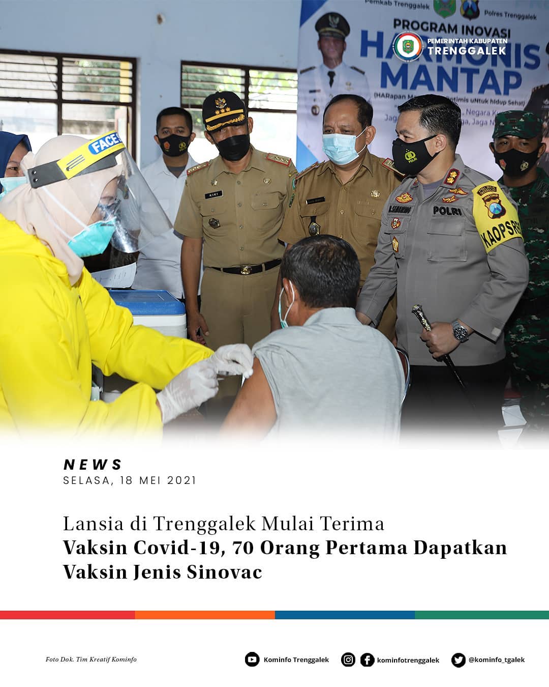 Lansia di Trenggalek Mulai Terima Vaksin Covid-19, 70 Orang Pertama Dapatkan Vaksin Jenis Sinovac