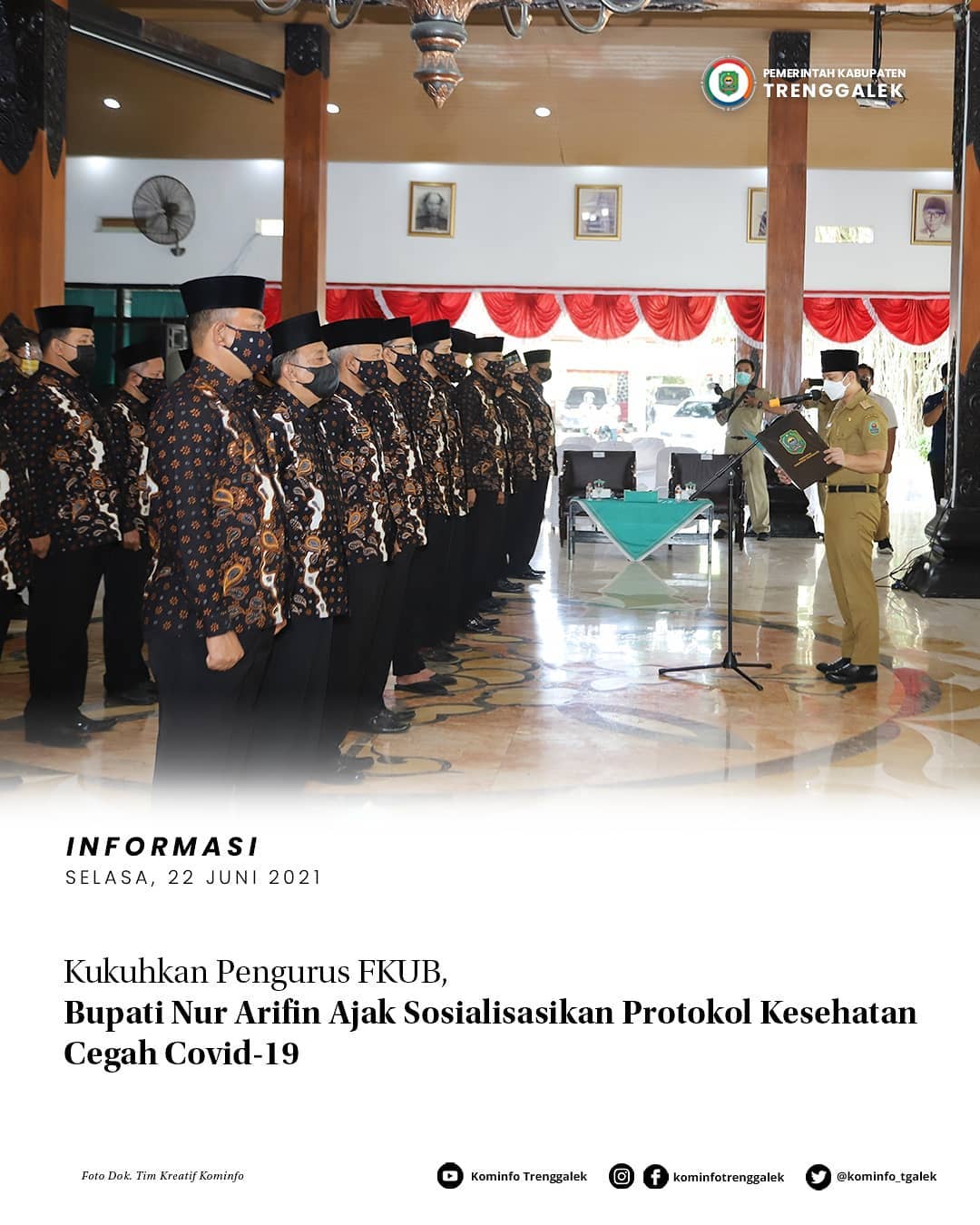 Kukuhkan Pengurus FKUB, Bupati Nur Arifin Ajak Sosialisasikan Protokol Kesehatan Cegah Covid-19
