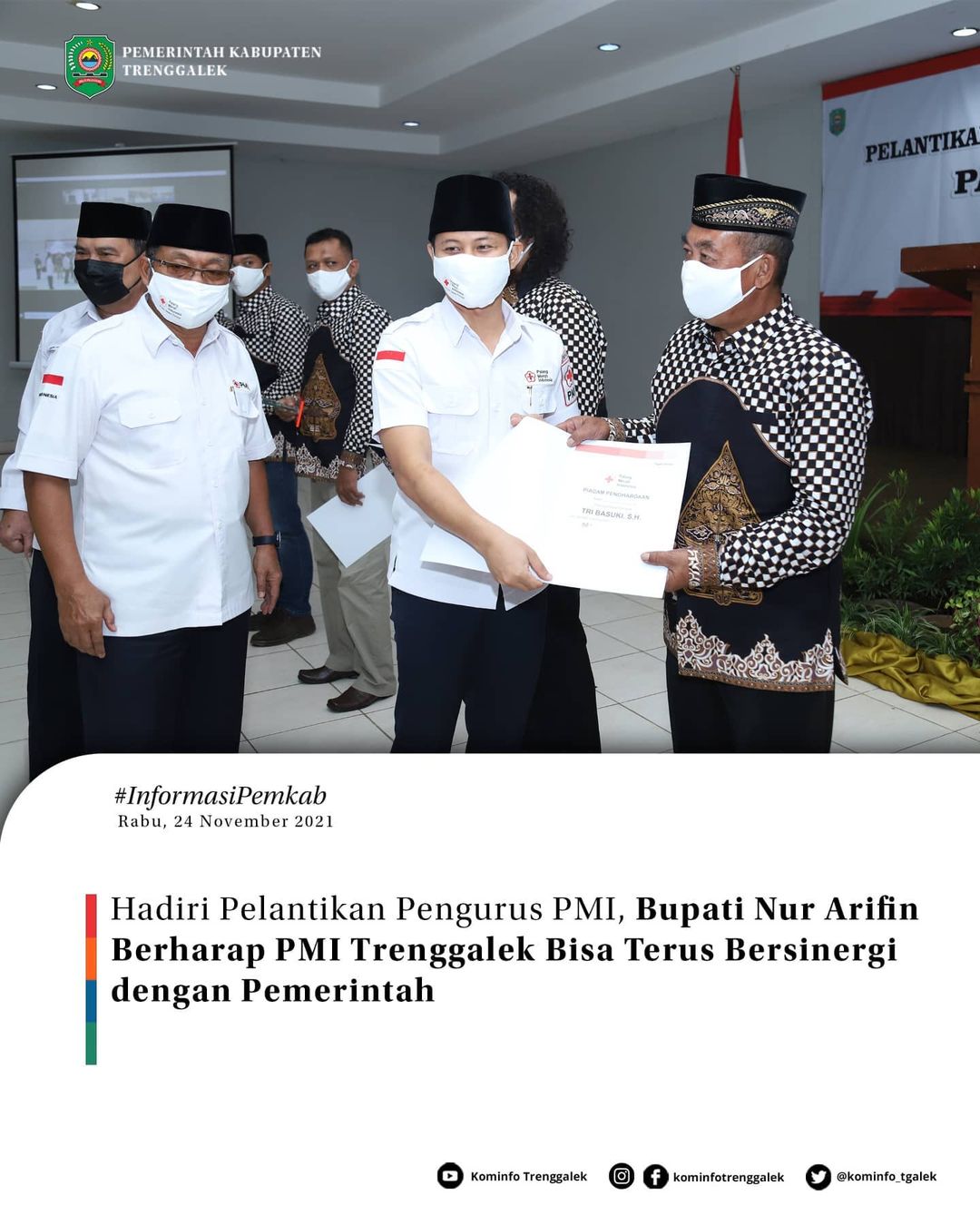 Hadiri Pelantikan Pengurus PMI, Bupati Nur Arifin Berharap PMI Trenggalek Bisa Bersinergi dengan Pemerintah