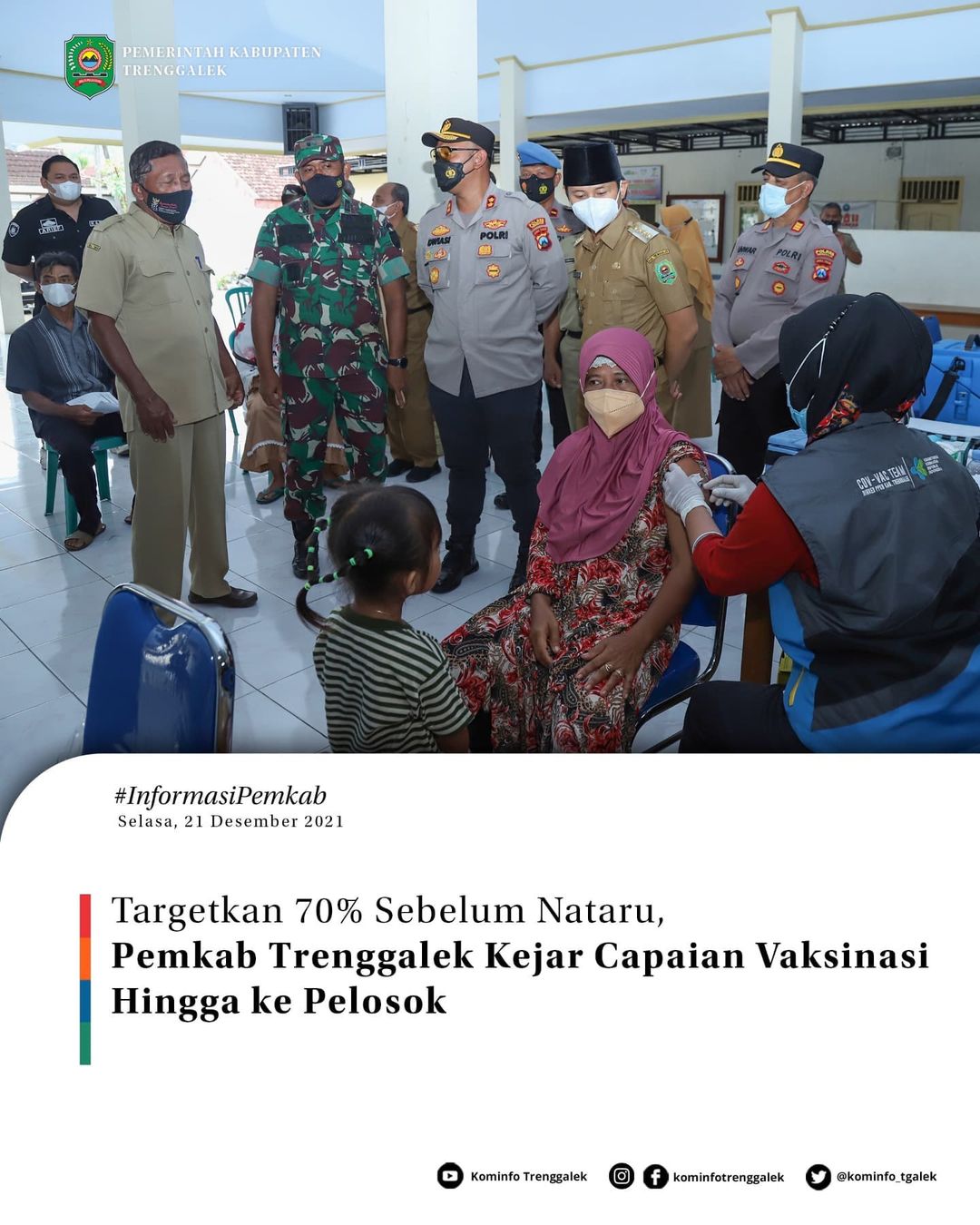 Targetkan 70% Sebelum Nataru, Pemkab Trenggalek Kejar Capaian Vaksinasi Hingga ke Pelosok