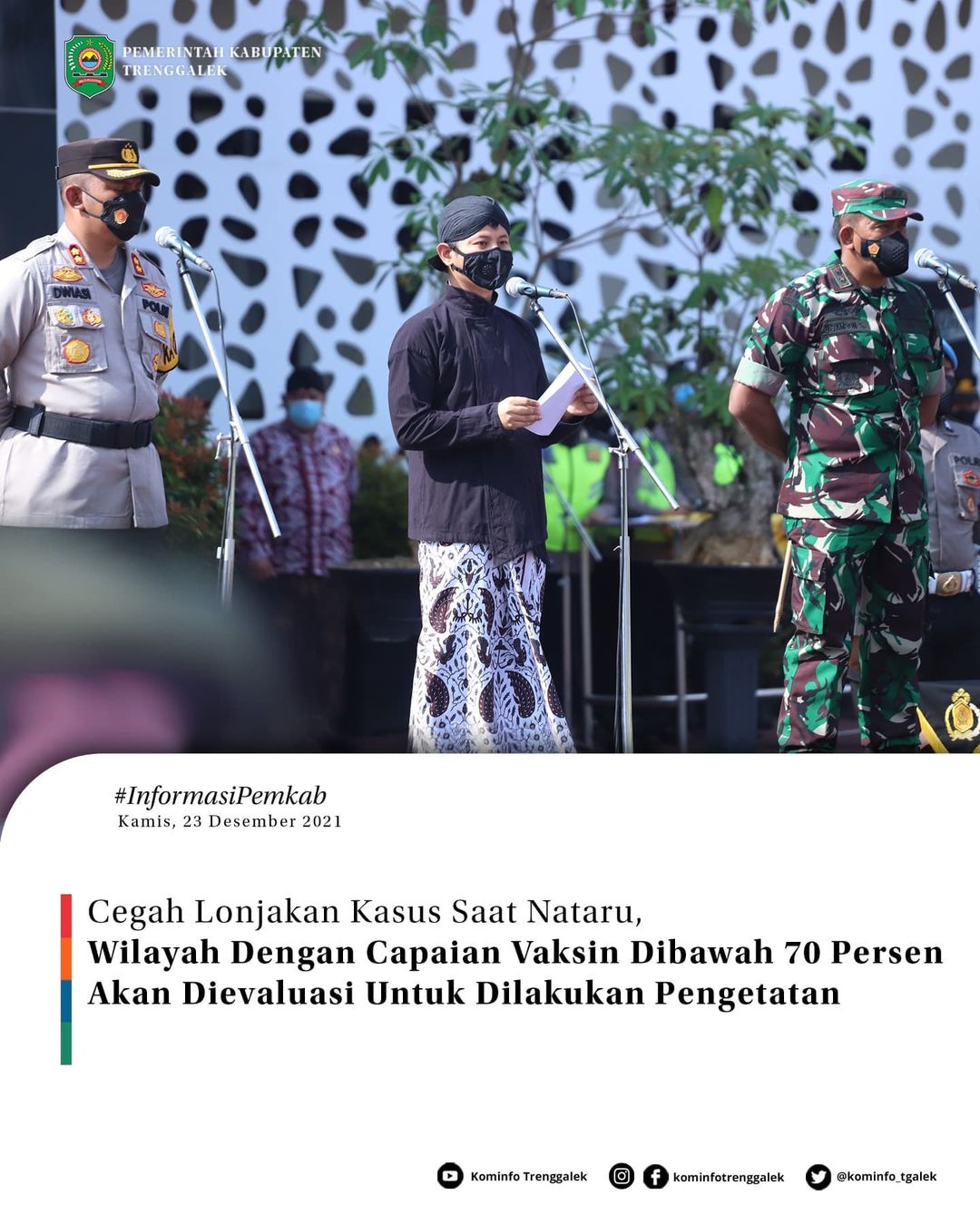 Cegah Lonjakan Kasus Saat Nataru, Wilayah Dengan Capaian Vaksin Dibawah 70 Persen Akan Dievaluasi Untuk Dilakukan Pengetatan