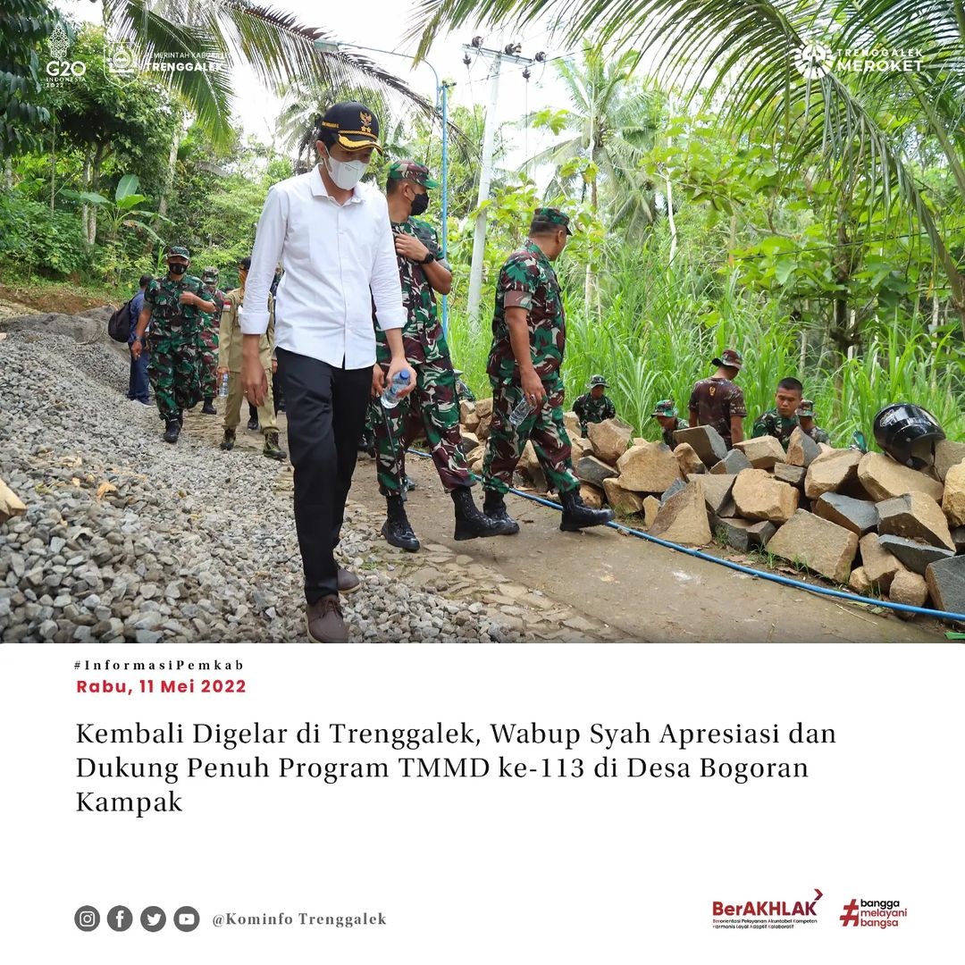 Kembali di Gelar Di Trenggalek, Babup Syah Apresiasi dan Dukung Penuh Program TMMD Ke- 113 Desa Bogoran kampak