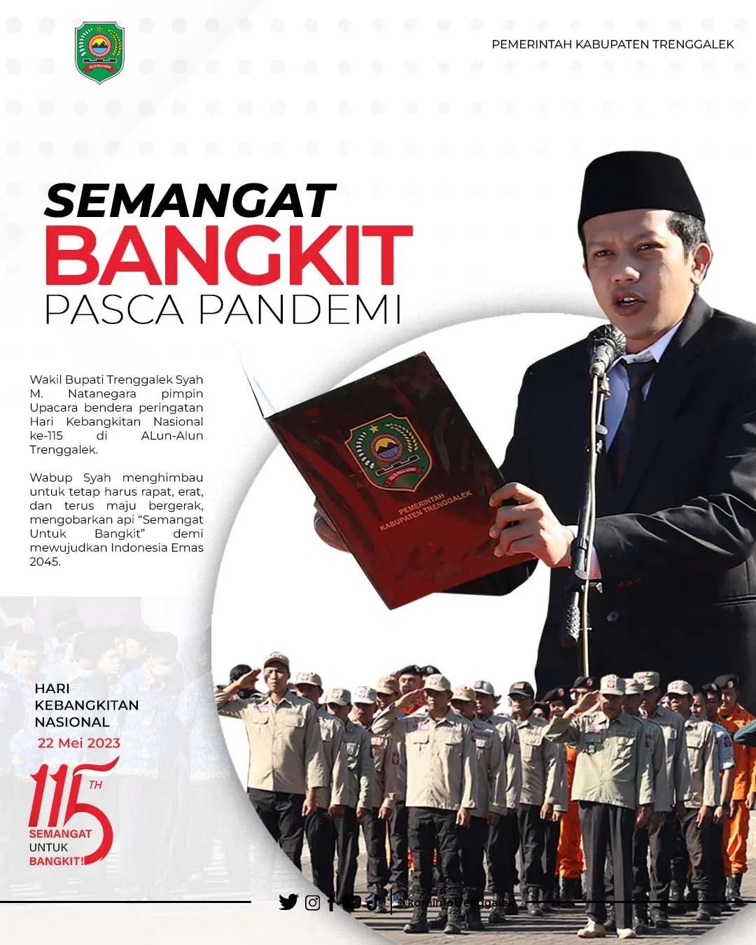 Pemkab Trenggalek Gelar Upacara Bendera Memperingati Hari Kebangkitan Nasional Ke 115