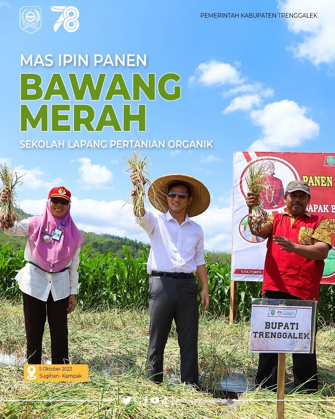 Bupati Trengggalek Panen Bawang Merah - Sekolah Lapang Pertanian Organik