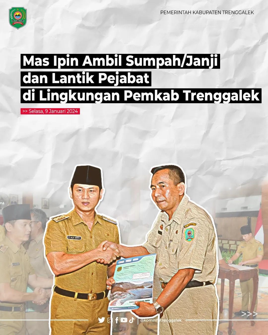 Bupati Trenggalek Ambil Sumpah/Janji dan Lantik Pejabat di Lingkungan Pemkab Trenggalek