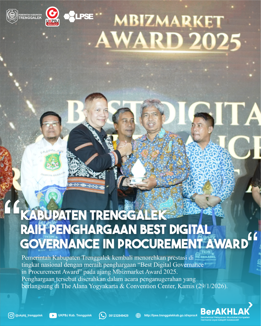 Kabupaten Trenggalek Raih Penghargaan “Best Digital Governance in Procurement Award” pada Mbizmarket Award 2025