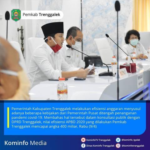 PEMERINTAH KABUPATEN TRENGGALEK MELAKUKAN EFISIENSI ANGGARAN MENYUSUL ADANYA BEBERAPA KEBIJAKAN DARI PEMERINTAH PUSAT DITENGAH PENANGANAN PANDEMI COVID-19.